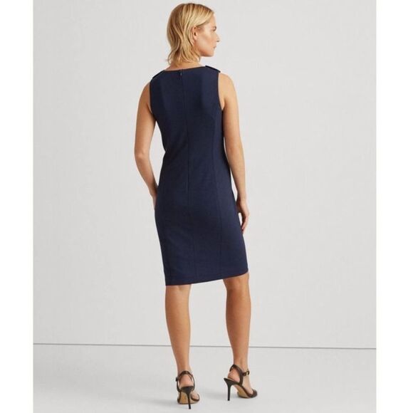 Lauren Ralph Lauren Navy Blue Sheath Dress Sleeveless‎ Size 16 - Picture 1 of 7